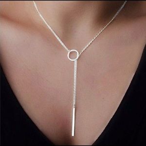 Silver statement choker long necklace